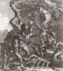 Hercules ja Hydra. (Tulosta) od Simon (after) Vouet