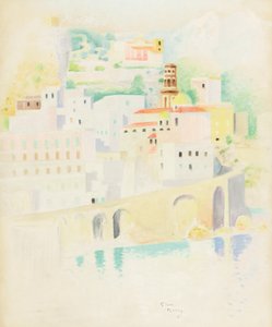 Atrani, pobřeží Amalfi (pastel na papíře) od Simon Albert Bussy