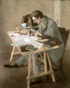 Portrét Lyttona Stracheyho (pastel na papíře) od Simon Albert Bussy
