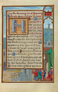 Rand mit einem gefangenen Propheten vor einem Fürsten oder König od Simon Bening