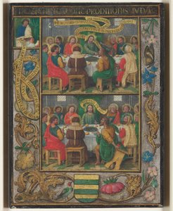 Jeden list s výjevy z Poslední večeře, c.1525-1530. od Simon Bening