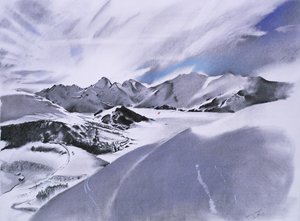 Alpes et nuages, 2003 (pastel a kombinovaná technika na papíře) od Simon Fletcher