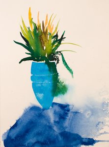 Modrá váza, 2016 (akvarel) od Simon Fletcher