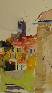 Clocher, Languedoc, 2002 (akvarel) od Simon Fletcher