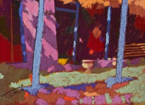 Zahradní přestávka (pastel na papíře) od Simon Fletcher