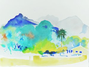 Cesta do Solleru, 2015 (vodová barva) od Simon Fletcher