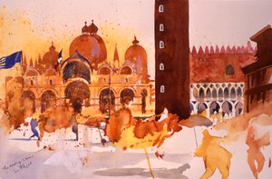 Setkání, San Marco, 2006 (akvarel na papíře) od Simon Fletcher