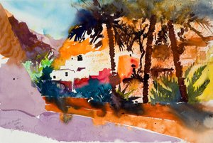 Wadi al Muaydin, 2004 (akvarel) od Simon Fletcher