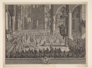 Sňatek Karla Christiana van Nassau-Weilburga s princeznou Karolínou, 1760 Vyobrazení slavnostního svatebního obřadu (...) prince van Nassau Weilburg s (...) Carolina van Oranje & Nassau se konalo ve středu 5. března 1760 v Groote Kerk v G.