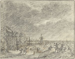 Silná bouře a povodeň v Halfweg, 15. listopadu 1775 od Simon Fokke