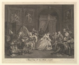 Marriage A-la-Mode, Plate IV, 1. dubna 1745. od Simon Francois Ravenet