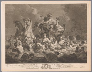 Alegorie britského námořnictva a vítězství nad francouzskou flotilou Triumph of Britannia (název na objektu)