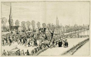 Příjezd pěti španělských velvyslanců v Rijswijku, únor 1608 Scény z války 1608 a 1609 (název série) od Simon Frisius