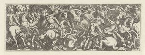 Gevecht tussen cavaleristen en infantrysten Kavalérie (název série) Faecvnda, co je Phaebusem milovaný a vděčná Florentia mužům bystrého génia, dost ukazují pvgnas, enthea silou ňader, které Merkur vyřezal ostřílenému klientovi (název seriálu) od Simon Frisius
