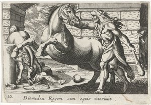 Hercules temt de paarden van Diomedes Diomedes král s koňmi (titul na předmětu) Herkulische theme