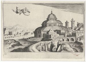 Panoráma města s Merkurem Jihoevropské krajiny (název série) Topographia variarum regionum (název série) od Simon Frisius