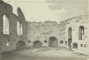Bamburgh Castle, kuchyňské ruiny, Add. 15542, f.180, c.1780 (pero a inkoust na papíře) od Simon H. Grimm