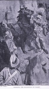 Crossing the Roggeveld by night, z After Pretoria: The Guerilla War vydané Harmsworth Brothers Limited, 1901 od Simon Harmon Vedder