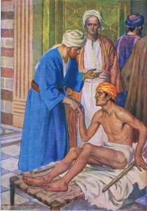 Peter a John u krásné brány, z The Bible Picture Book vydané Thomasem Nelsonem, c.1950