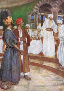 Odvaha Petra a Jana, z knihy The Bible Picture Book vydané Thomasem Nelsonem, kolem roku 1950
