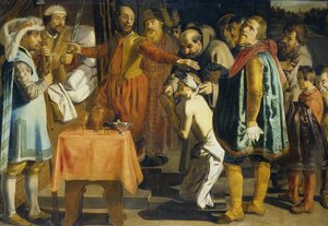 Willem III, hrabě z Holandska, nařizující stětí soudního vykonavatele Zuida Hollanda, 1336 od Simon Henrixz (copy after)