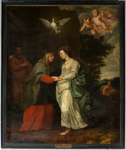 Farní kostel (Parochiekerk Sint-Eligius). Malování. „Mary na návštěvě Elisabeth“ . Simon De Pape. 17. století.