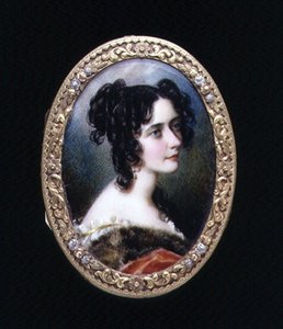 Portrétní miniatura Georginy Carolina, Lady Astley, kolem roku 1827 (akvarel na slonovině)
