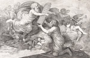 Mojžíš na Sinaji Tabulky židovského práva, 1773. od Simon Julien