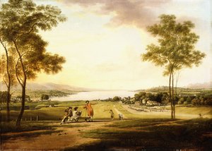 Ženevské jezero ze svahů Kolína nad Eaux-Vives od Simon Malgo
