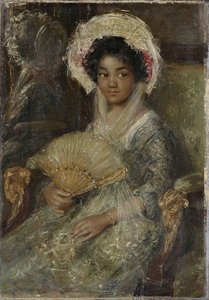 Mladá žena s ventilátorem, c. 1906 (olej na plátně) od Simon Maris