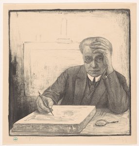 Autoportrét s litho kamenem