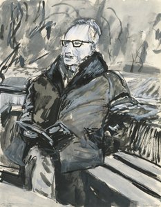 Muž čtoucí knihu, 2019 (tuš a akrylové barvy na papíře) od Simon Neville