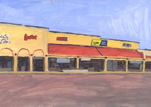 Strip mall 7, 2023 (akryl na papíře)