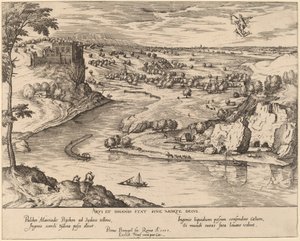 Říční krajina s Merkurem a Psyché od Simon Novellanus after Pieter Bruegel the Elder