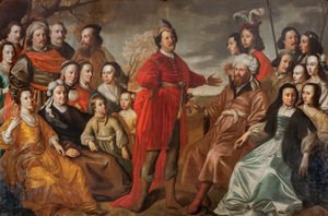 Tzv. rodinný portrét Gröningů, asi 1663 (olej na plátně) od Simon Peter Tilemann