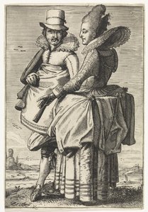 Muž a žena oblečení podle módy cca 1625 od Simon Poelenburg (attributed to)