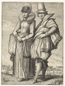 Muž a žena oblečení podle módy cca 1625 od Simon Poelenburg (attributed to)