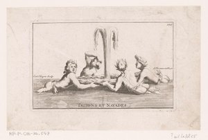 Fonteinsculptuur van tritonen en naïaden Tritony a Nayady. (název na objektu) Sbírka soch, skupin, fontán, termínů, váz a dalších nádherných ozdob zámku a parku ve Versailles (název série)
