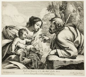 Svatá rodina s ptákem od Simon Vouet