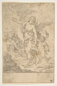 Anděl strážný chodící s dítětem, ca. 1640.