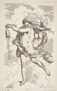 Fortune stojící na zeměkouli vyprazdňující peněženku mincí, ca. 1635-1636. od Simone Cantarini