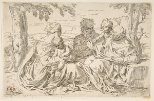 Svatá rodina se svatou Alžbětou a svatým Janem Křtitelem, ca. 1639. od Simone Cantarini