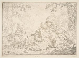 Svatá rodina se svatým Janem Křtitelem, ca. 1637-1640. od Simone Cantarini