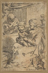 Svatá rodina s růžencem, ca. 1640-1642. od Simone Cantarini