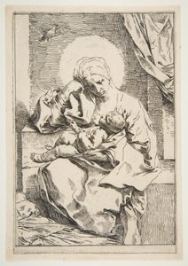 Madonna a dítě s ptákem, ca. 1635-1636. od Simone Cantarini