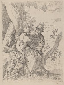 Mars, Venuše a Amor od Simone Cantarini after Veronese