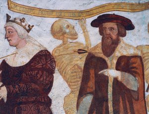 Smrt s vévodou, detail z Tanec smrti od Simone II Baschenis