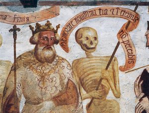 Smrt s králem, detail z Tanec smrti od Simone II Baschenis