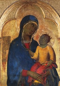 Madona s dítětem, detail z oltářního obrazu San Domenico od Simone Martini (1283-1344), tempera a zlato na dřevěné desce od Simone Martini