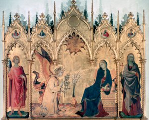 Zvěstování a dva svatí, 1333 od Simone Martini